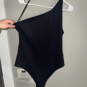 American Eagle Outfitters Black One-Shoulder Bodysuit